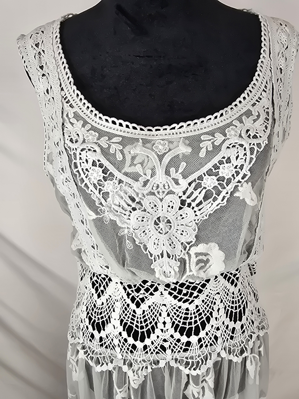 Sundance White Crochet Lace Midi Dress - Picture 1 of 7